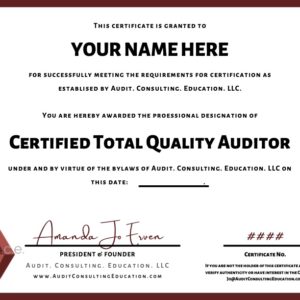 Certified Total Quality Auditor™ Examination