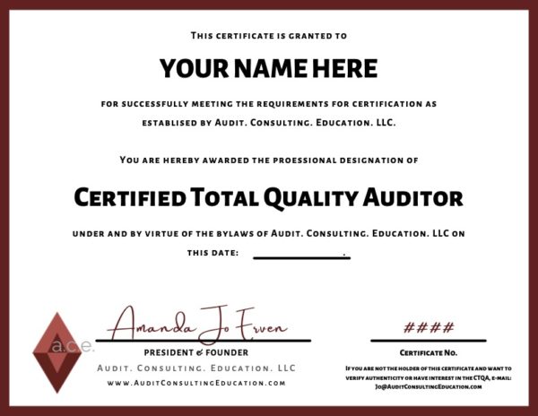 Certified Total Quality Auditor™ Examination